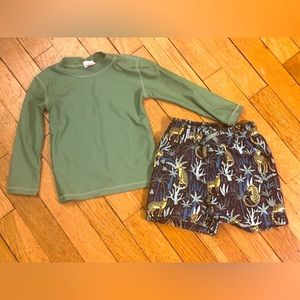 18-24 month Rugged Butts Rashguard & Swim trunks.